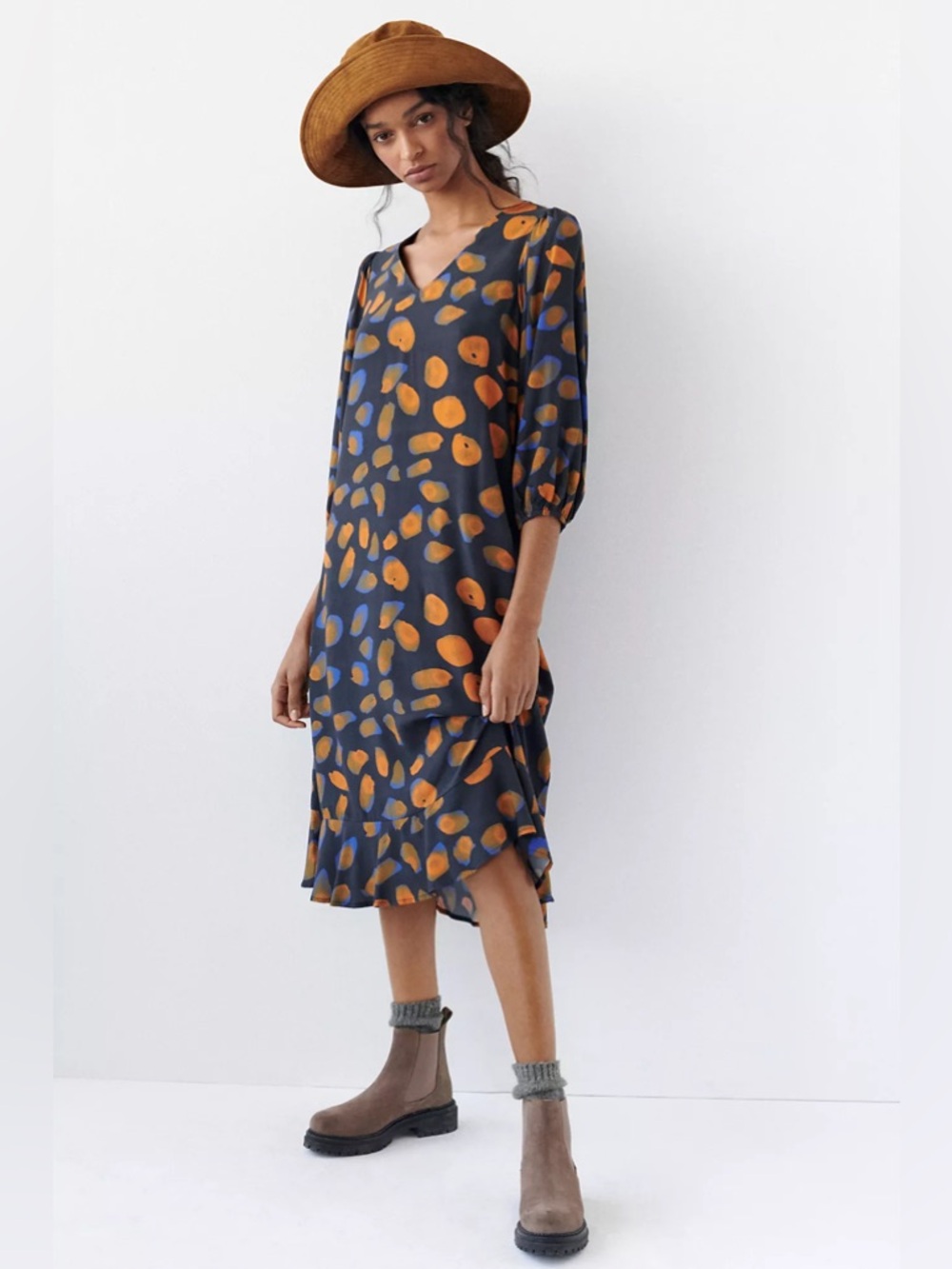 Anthropologie Porridge Eliza Spotted Midi Dress Medium